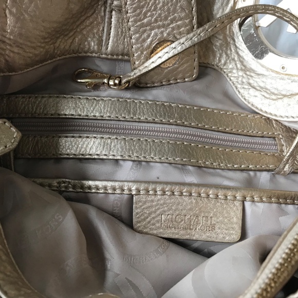 Michael Kors Large genuine gold leather bag big MK - Picture 12 of 13